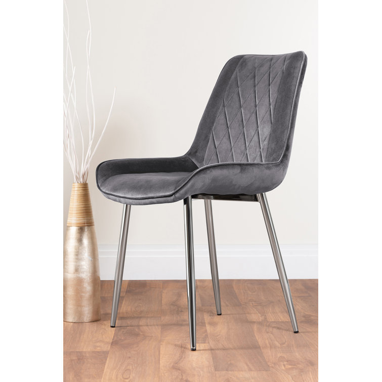 Canora Grey Palermo Velvet Modern Dining Chairs with Tapered Metal Legs